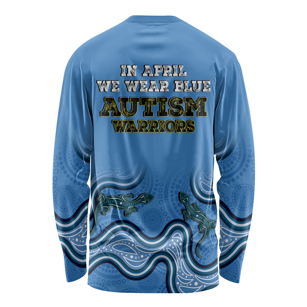 Australia Autism Awareness Long Sleeve Shirt In April We Wear Blue Aboriginal Lizard