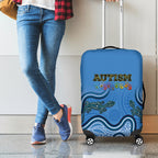 Australia Autism Awareness Luggage Cover In April We Wear Blue Aboriginal Lizard