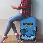 Australia Autism Awareness Luggage Cover In April We Wear Blue Aboriginal Lizard