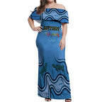 Australia Autism Awareness Off Shoulder Maxi Dress In April We Wear Blue Aboriginal Lizard