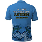Australia Autism Awareness Polo Shirt In April We Wear Blue Aboriginal Lizard