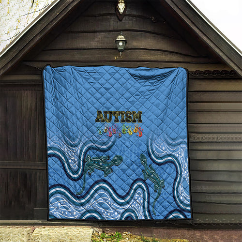 Australia Autism Awareness Quilt In April We Wear Blue Aboriginal Lizard