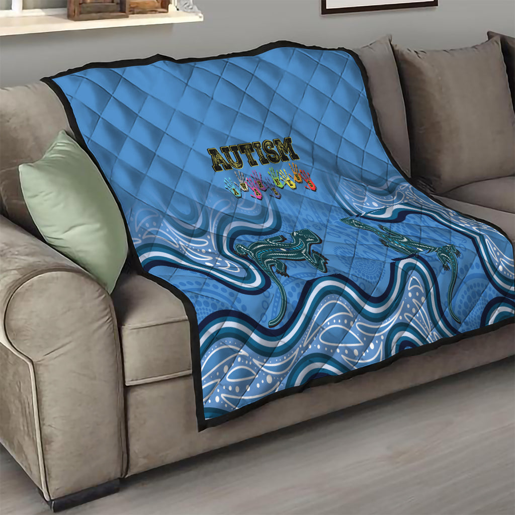 Australia Autism Awareness Quilt In April We Wear Blue Aboriginal Lizard
