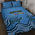 Australia Autism Awareness Quilt Bed Set In April We Wear Blue Aboriginal Lizard