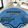 Australia Autism Awareness Round Carpet In April We Wear Blue Aboriginal Lizard