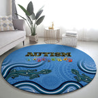 Australia Autism Awareness Round Carpet In April We Wear Blue Aboriginal Lizard