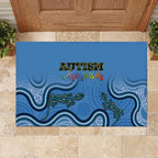 Australia Autism Awareness Rubber Doormat In April We Wear Blue Aboriginal Lizard
