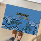 Australia Autism Awareness Rubber Doormat In April We Wear Blue Aboriginal Lizard