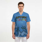 Australia Autism Awareness Scrub Top In April We Wear Blue Aboriginal Lizard - Aussie Hoodie