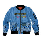Australia Autism Awareness Sleeve Zip Bomber Jacket In April We Wear Blue Aboriginal Lizard