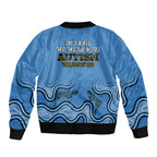 Australia Autism Awareness Sleeve Zip Bomber Jacket In April We Wear Blue Aboriginal Lizard