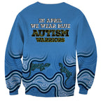 Australia Autism Awareness Sweatshirt In April We Wear Blue Aboriginal Lizard