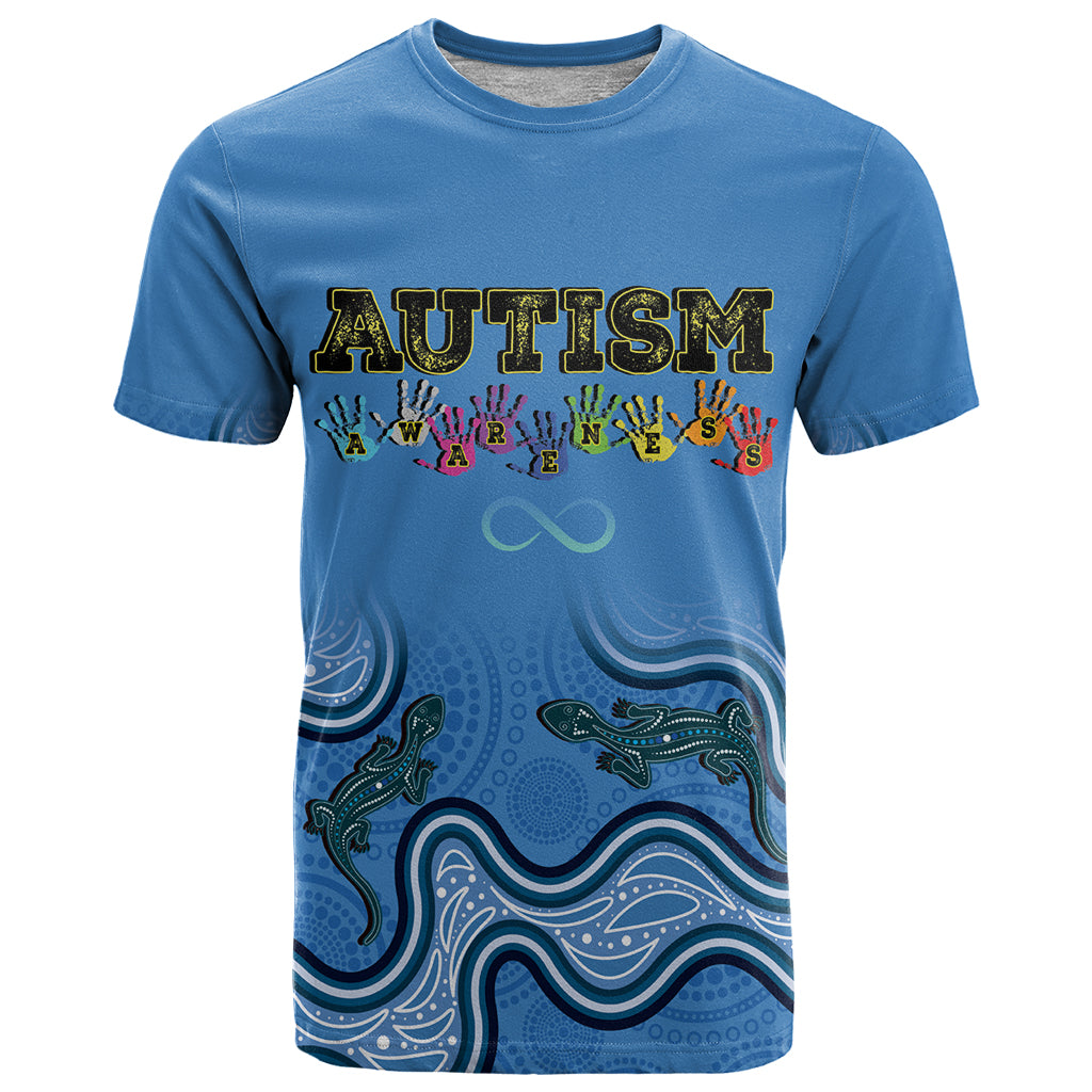 Australia Autism Awareness T Shirt In April We Wear Blue Aboriginal Lizard