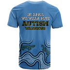 Australia Autism Awareness T Shirt In April We Wear Blue Aboriginal Lizard