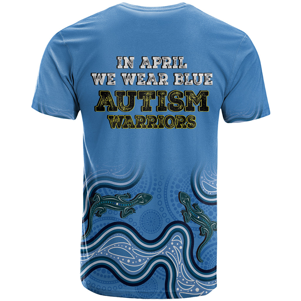 Australia Autism Awareness T Shirt In April We Wear Blue Aboriginal Lizard