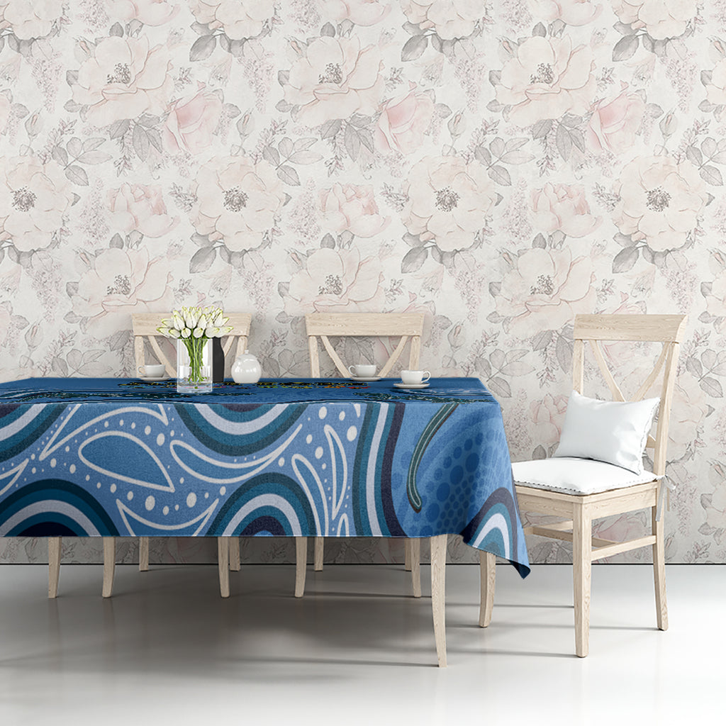 Australia Autism Awareness Tablecloth In April We Wear Blue Aboriginal Lizard