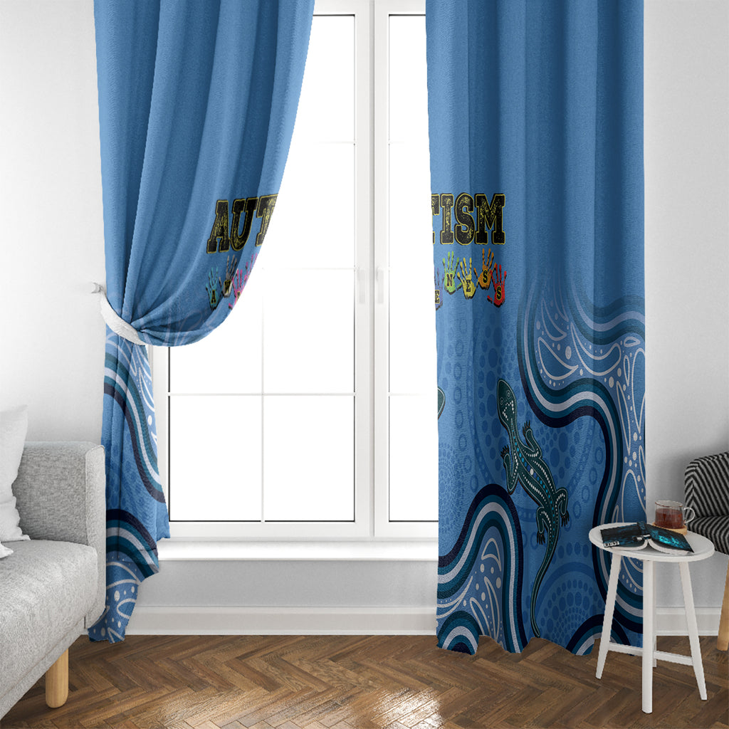 Australia Autism Awareness Window Curtain In April We Wear Blue Aboriginal Lizard
