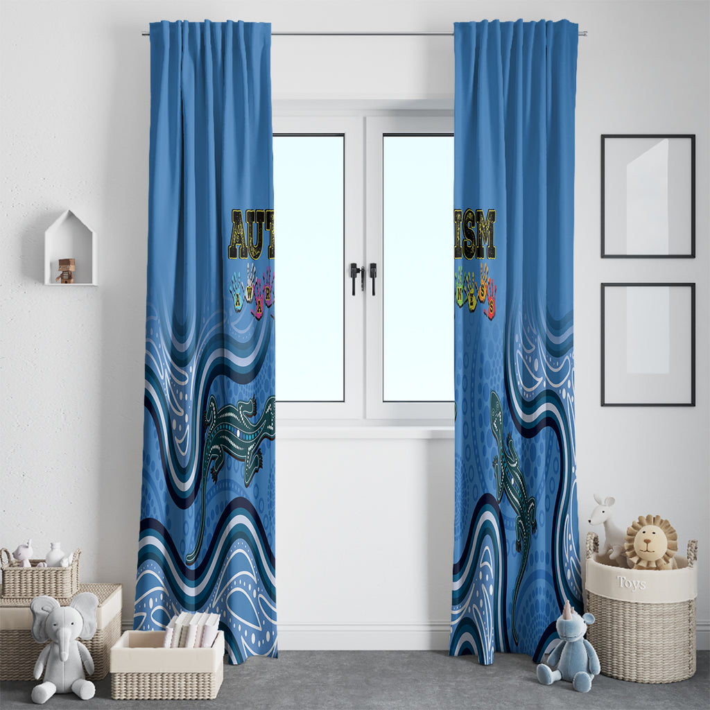 Australia Autism Awareness Window Curtain In April We Wear Blue Aboriginal Lizard