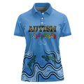 Australia Autism Awareness Women Polo Shirt In April We Wear Blue Aboriginal Lizard
