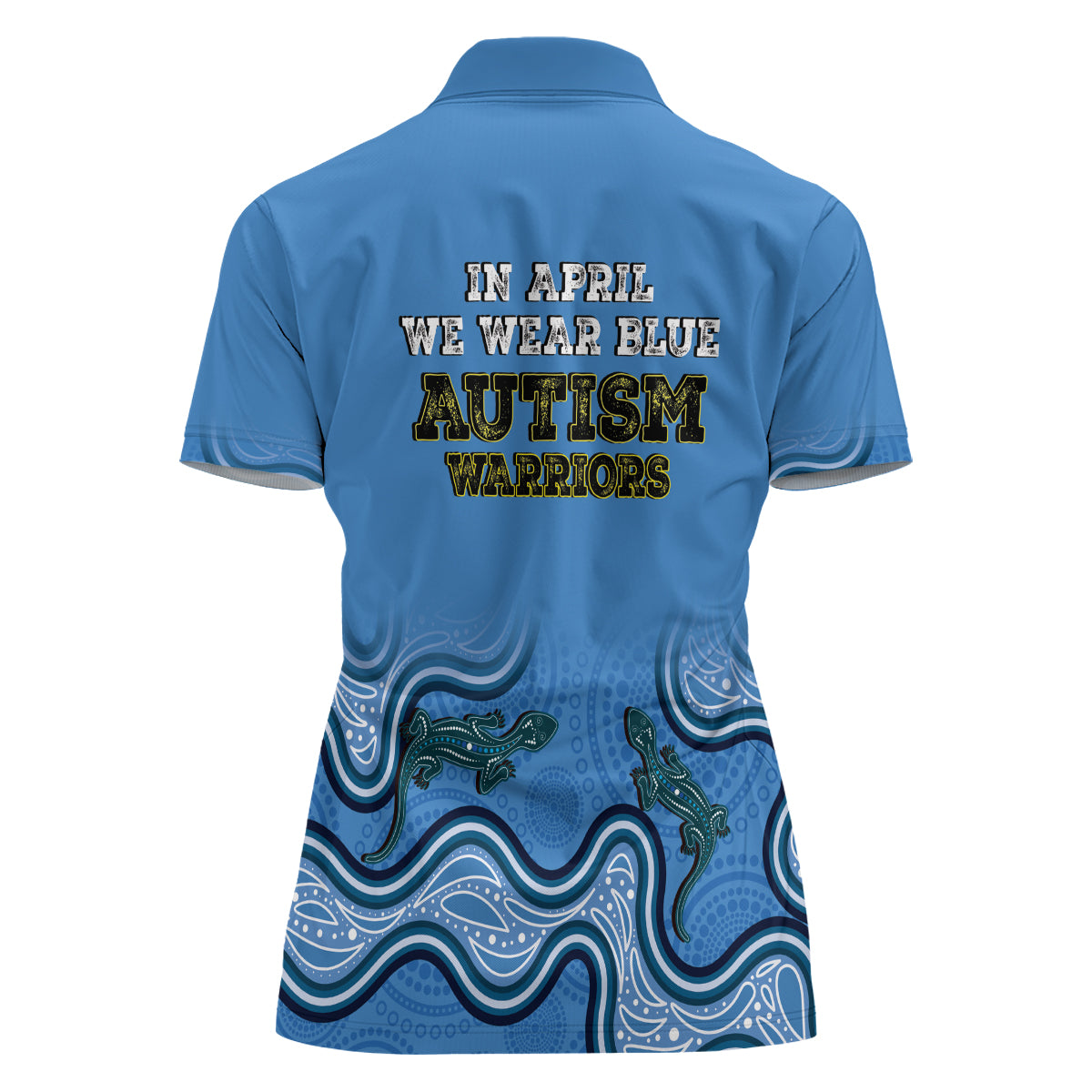 Australia Autism Awareness Women Polo Shirt In April We Wear Blue Aboriginal Lizard