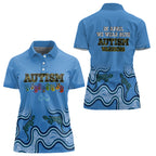 Australia Autism Awareness Women Polo Shirt In April We Wear Blue Aboriginal Lizard