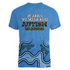 Australia Autism Awareness Women V Neck T Shirt In April We Wear Blue Aboriginal Lizard