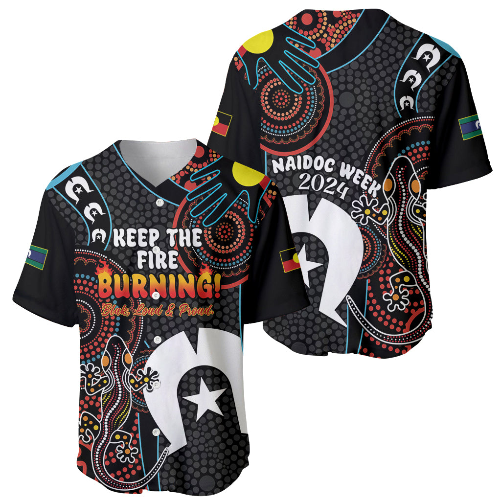 NAIDOC Week 2024 Baseball Jersey Keep The Fire Burning Indigenous Art