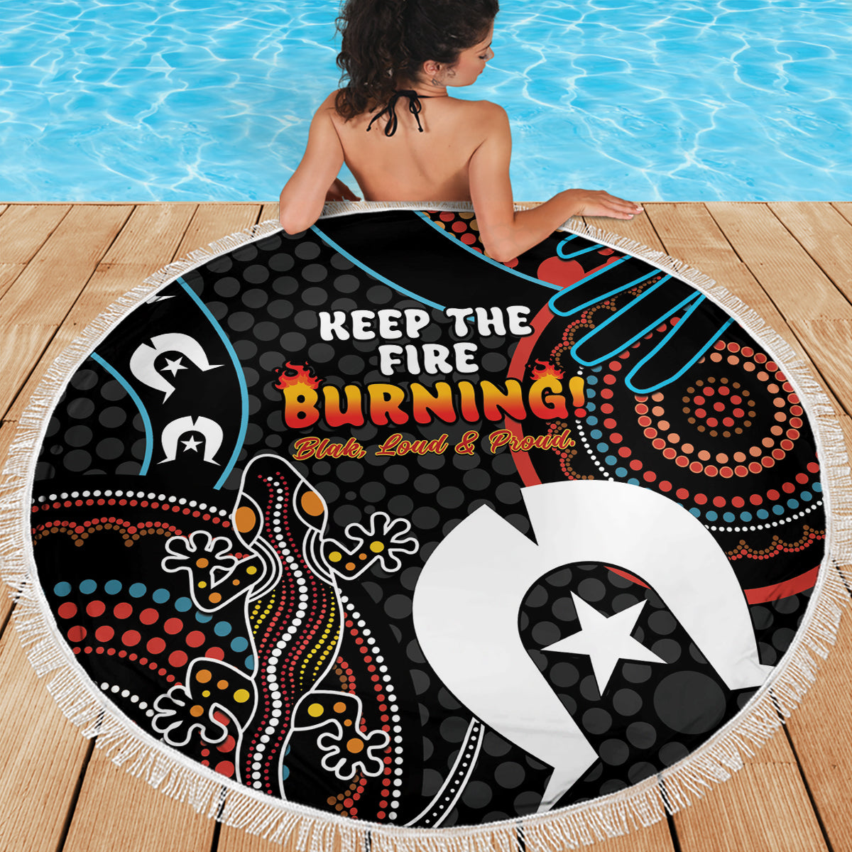 NAIDOC Week 2024 Beach Blanket Keep The Fire Burning Indigenous Art