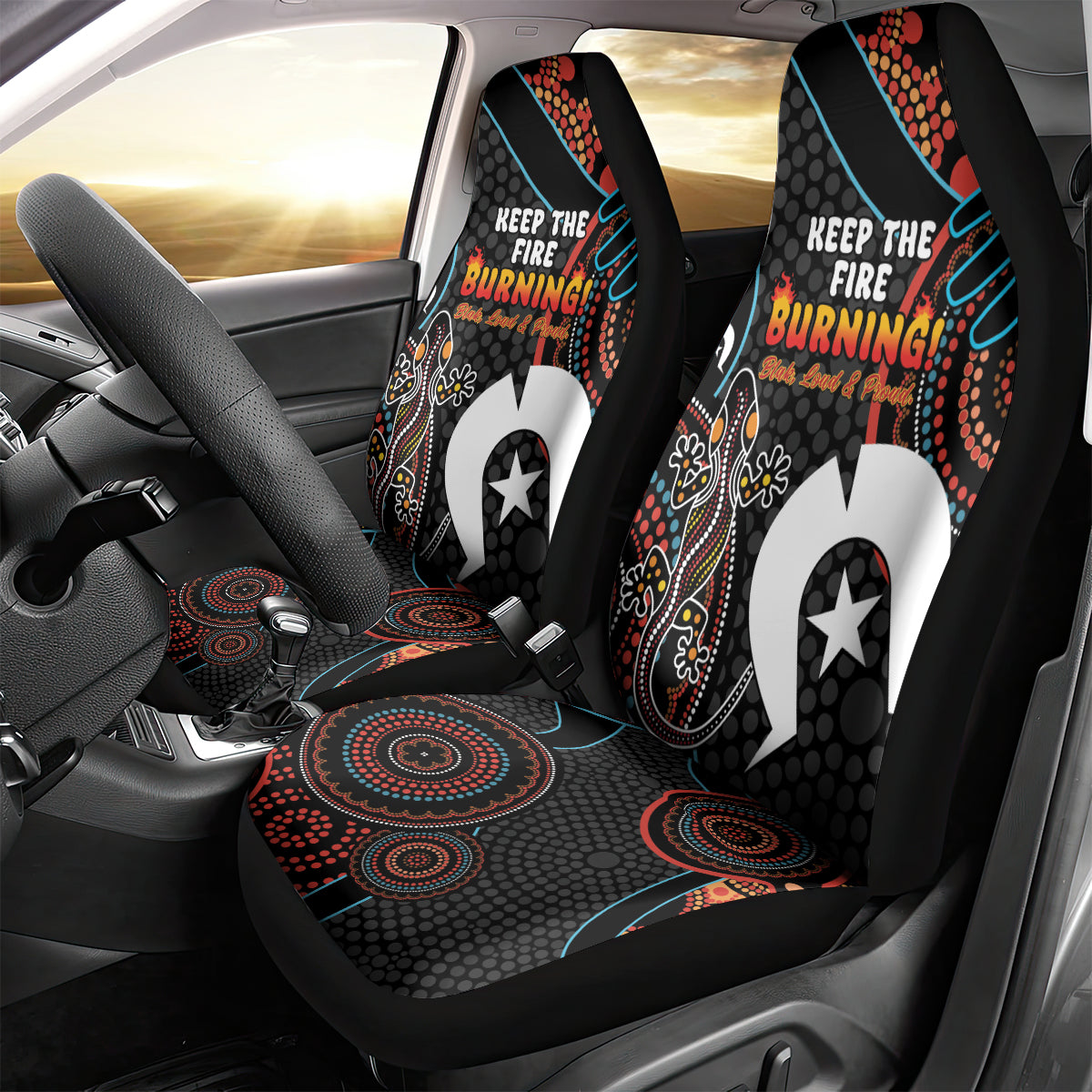 NAIDOC Week 2024 Car Seat Cover Keep The Fire Burning Indigenous Art
