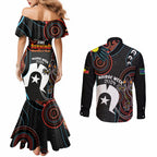 NAIDOC Week 2024 Couples Matching Mermaid Dress and Long Sleeve Button Shirt Keep The Fire Burning Indigenous Art