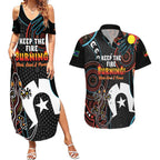 NAIDOC Week 2024 Couples Matching Summer Maxi Dress and Hawaiian Shirt Keep The Fire Burning Indigenous Art
