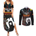 NAIDOC Week 2024 Couples Matching Summer Maxi Dress and Long Sleeve Button Shirt Keep The Fire Burning Indigenous Art