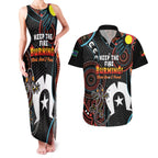 NAIDOC Week 2024 Couples Matching Tank Maxi Dress and Hawaiian Shirt Keep The Fire Burning Indigenous Art