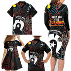NAIDOC Week 2024 Family Matching Long Sleeve Bodycon Dress and Hawaiian Shirt Keep The Fire Burning Indigenous Art