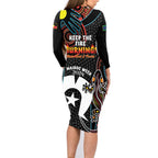 NAIDOC Week 2024 Family Matching Long Sleeve Bodycon Dress and Hawaiian Shirt Keep The Fire Burning Indigenous Art