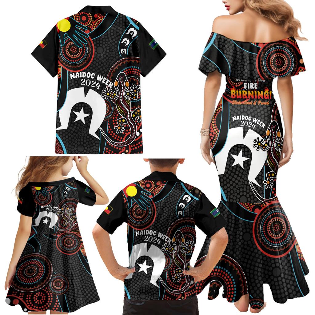 NAIDOC Week 2024 Family Matching Mermaid Dress and Hawaiian Shirt Keep The Fire Burning Indigenous Art