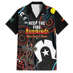NAIDOC Week 2024 Family Matching Off The Shoulder Long Sleeve Dress and Hawaiian Shirt Keep The Fire Burning Indigenous Art