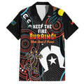NAIDOC Week 2024 Family Matching Off Shoulder Short Dress and Hawaiian Shirt Keep The Fire Burning Indigenous Art
