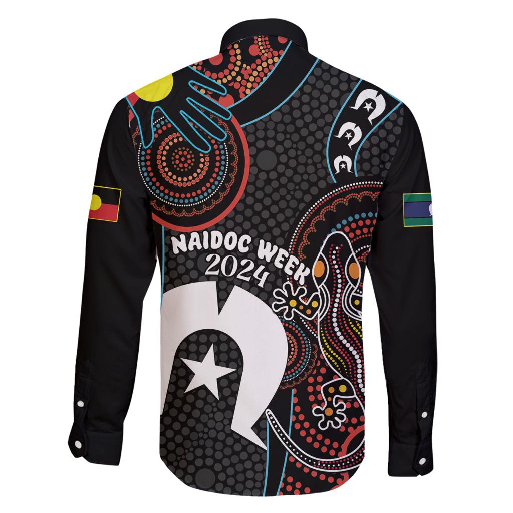 NAIDOC Week 2024 Family Matching Off Shoulder Short Dress and Hawaiian Shirt Keep The Fire Burning Indigenous Art