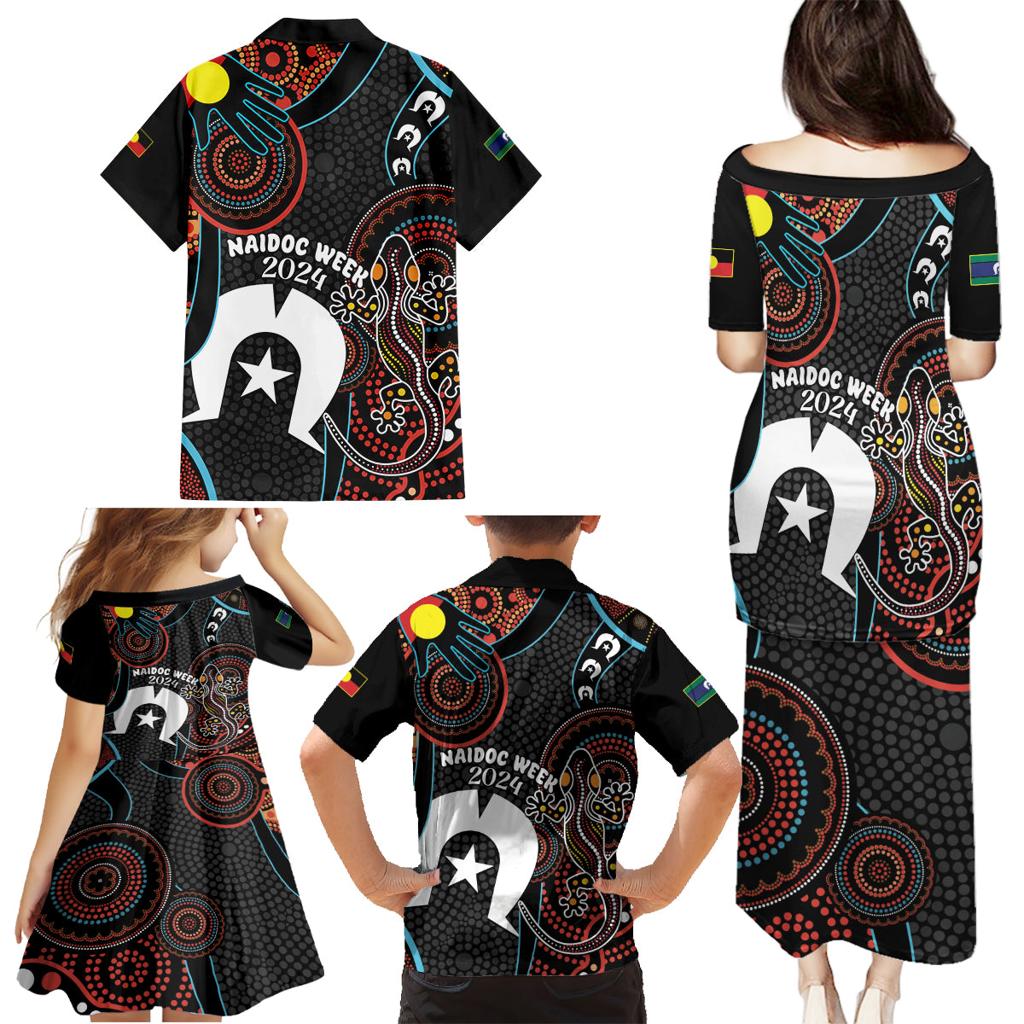 NAIDOC Week 2024 Family Matching Puletasi and Hawaiian Shirt Keep The Fire Burning Indigenous Art