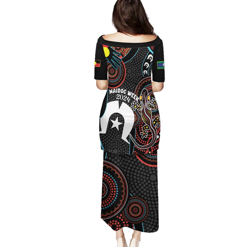 NAIDOC Week 2024 Family Matching Puletasi and Hawaiian Shirt Keep The Fire Burning Indigenous Art