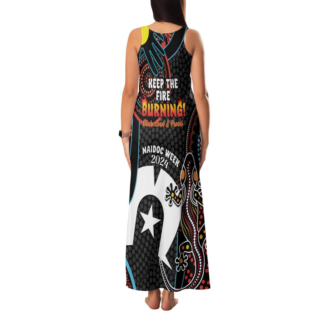 NAIDOC Week 2024 Family Matching Tank Maxi Dress and Hawaiian Shirt Keep The Fire Burning Indigenous Art