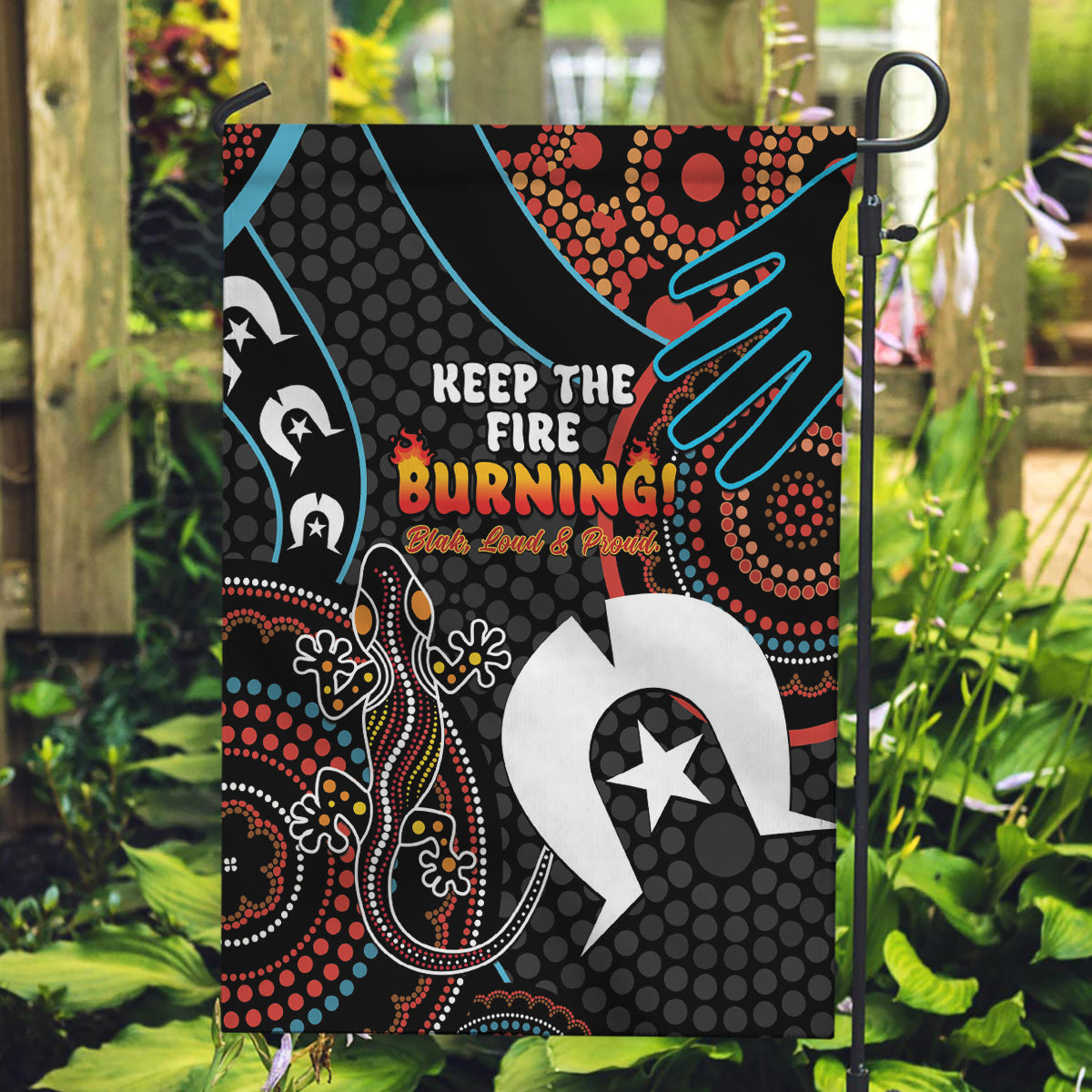 NAIDOC Week 2024 Garden Flag Keep The Fire Burning Indigenous Art
