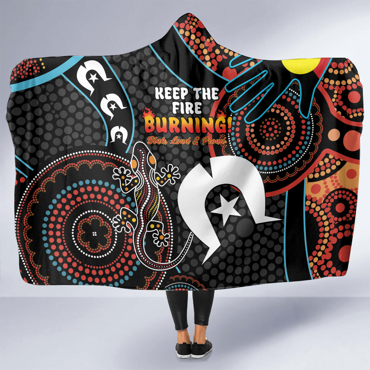NAIDOC Week 2024 Hooded Blanket Keep The Fire Burning Indigenous Art