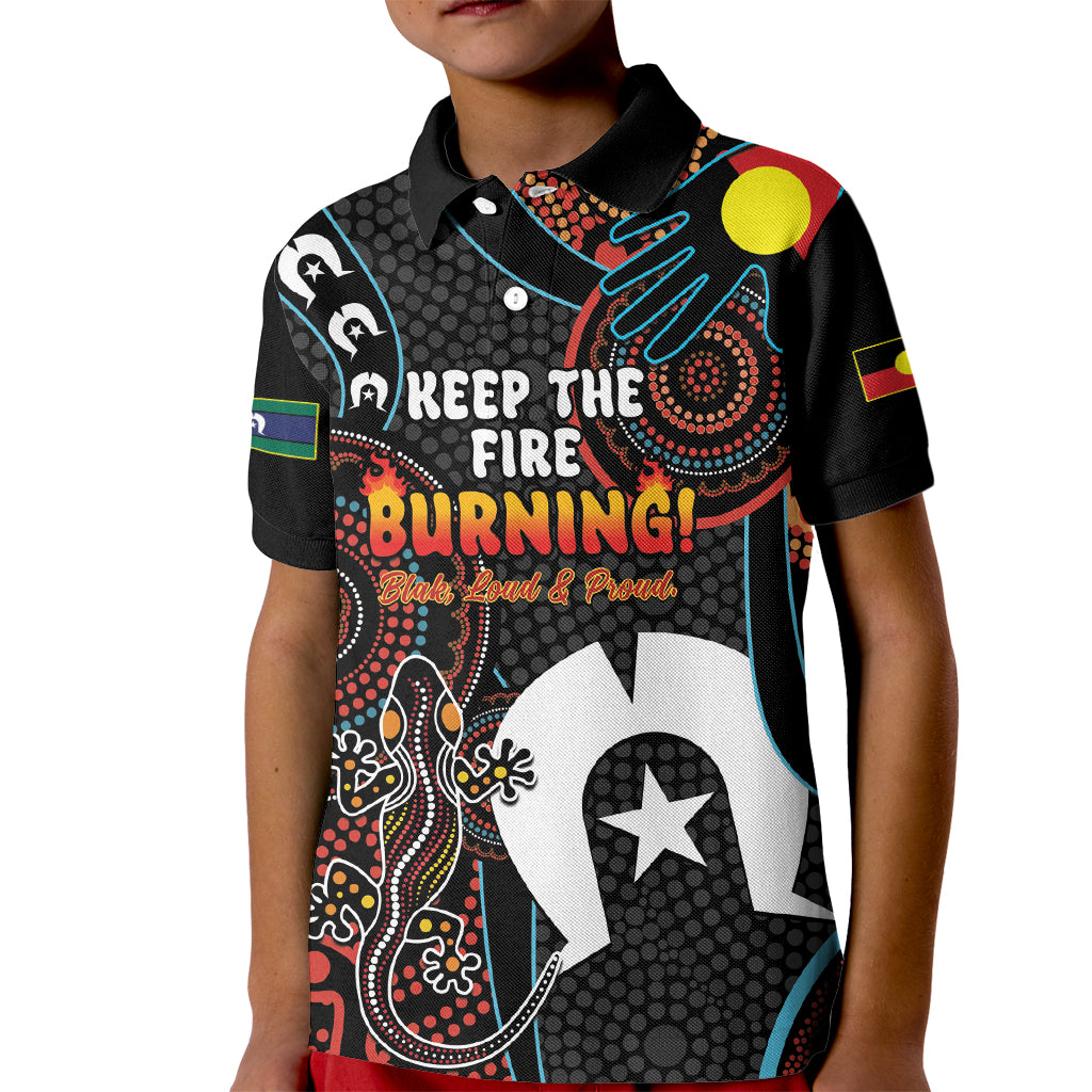 NAIDOC Week 2024 Kid Polo Shirt Keep The Fire Burning Indigenous Art