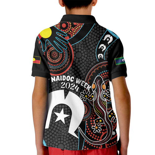 NAIDOC Week 2024 Kid Polo Shirt Keep The Fire Burning Indigenous Art
