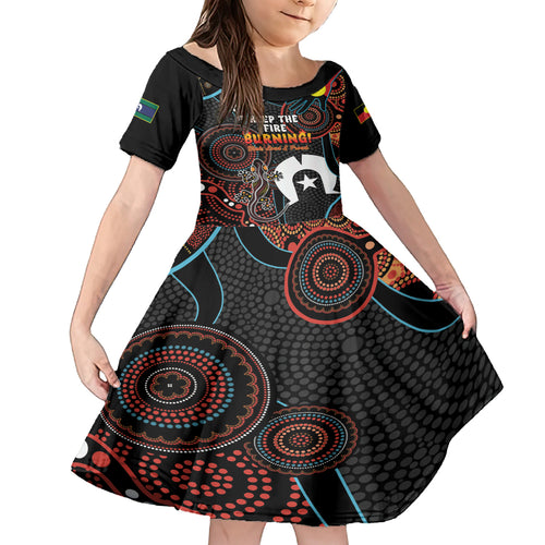NAIDOC Week 2024 Kid Short Sleeve Dress Keep The Fire Burning Indigenous Art