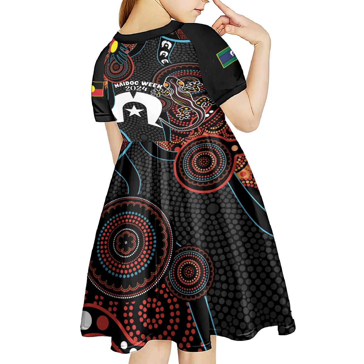 NAIDOC Week 2024 Kid Short Sleeve Dress Keep The Fire Burning Indigenous Art