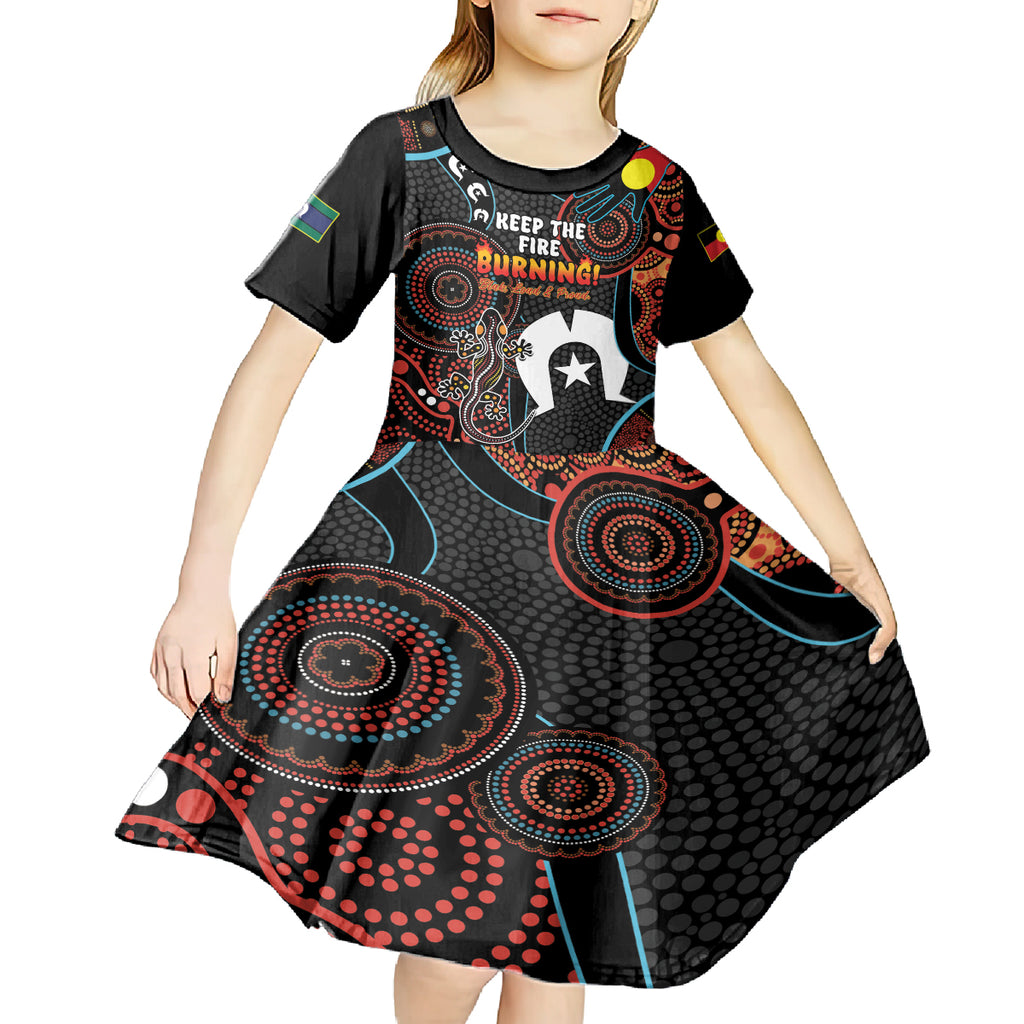 NAIDOC Week 2024 Kid Short Sleeve Dress Keep The Fire Burning Indigenous Art