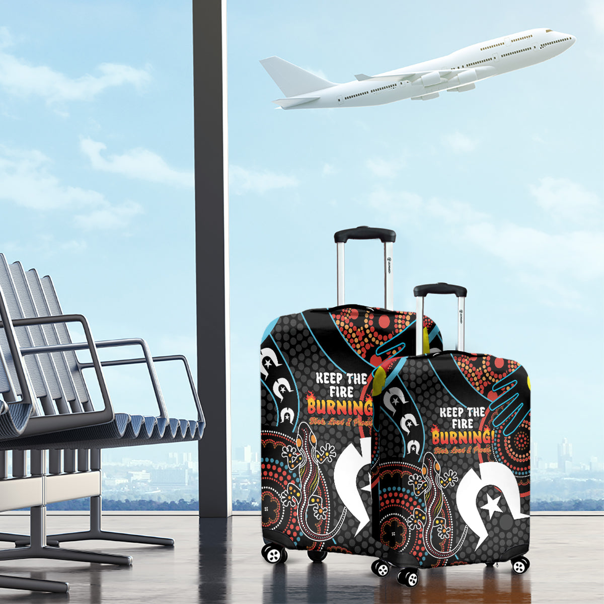 NAIDOC Week 2024 Luggage Cover Keep The Fire Burning Indigenous Art
